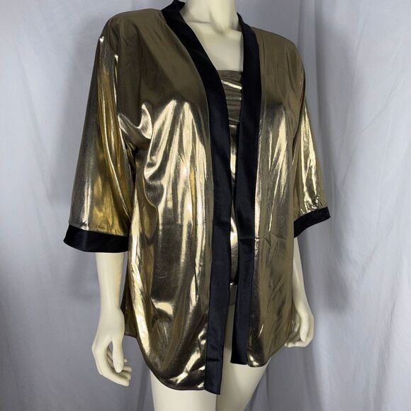 Vintage 80s Rob Hill for Mister Jay Gold Metallic Lamé Twinset Jacket & Tank | D - Picture 3 of 12